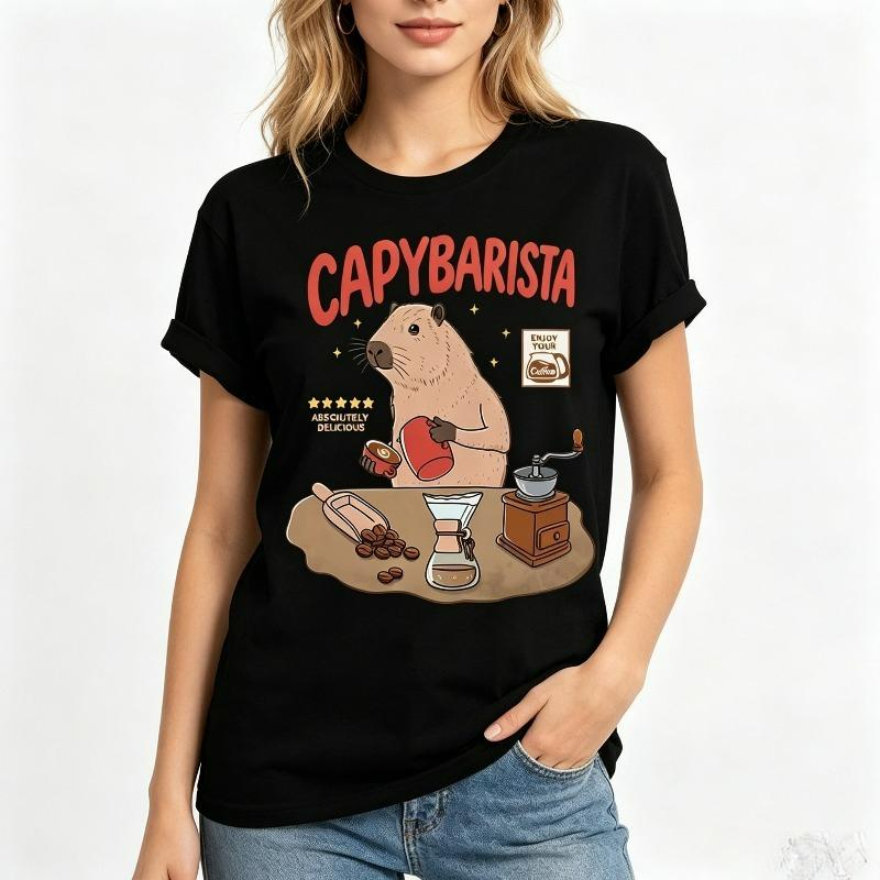 Capybarista Capybara Kaffee T-Shirt Lustiges Tierliebhaber Grafik-T-Shirt Für Unisex