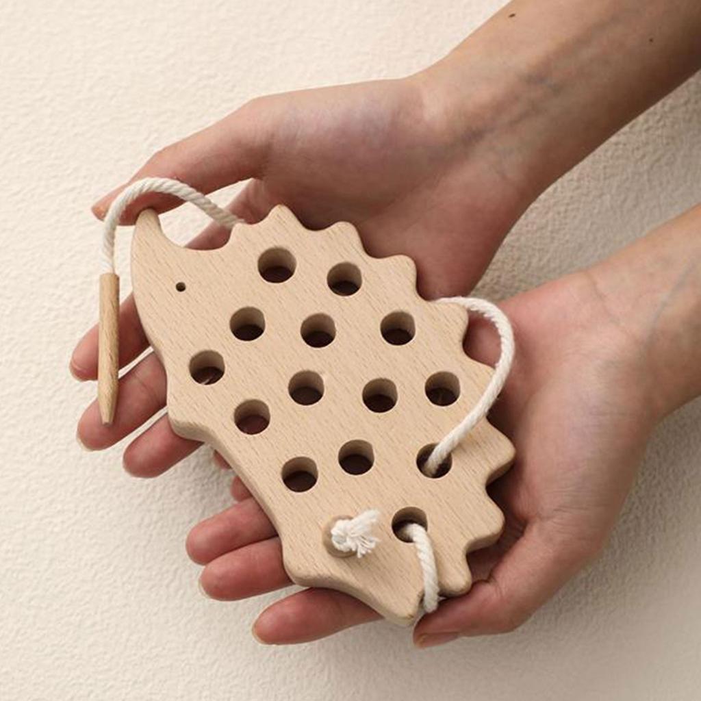 Wooden Hedgehog Threading Board Educational Toy for Kids Hand Eye Coordination Fine Motor Skills Puzzle Toy