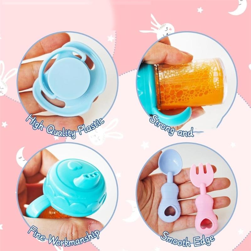 12pcs Realistic Baby Doll Feeding Set With Bottle Pacifiers Juice Containers Interactive Pretend Play Nursing Accessories