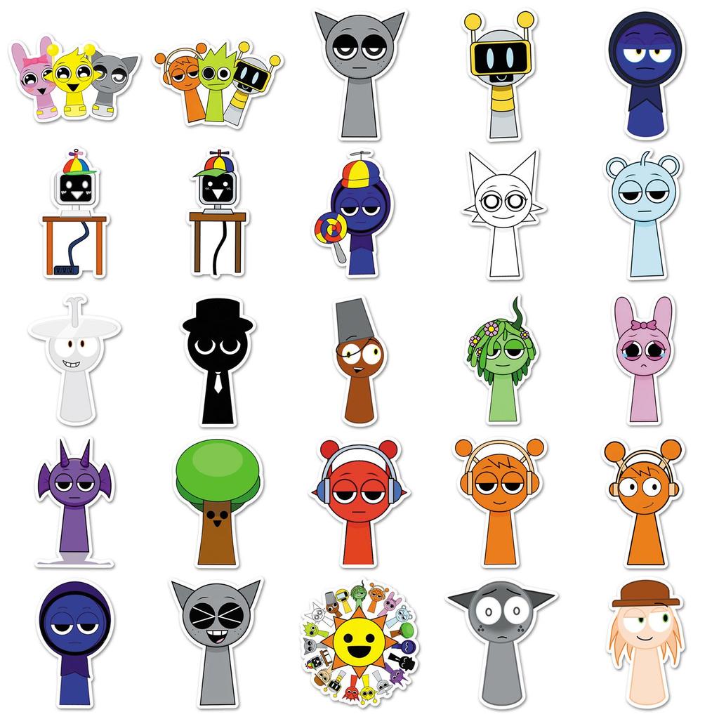 Naklejki Graffiti do Rhythm Box: 50 naklejek dekoracyjnych z kreskówkami o grach na telefon, komputer lub deskorolkę