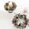 Artificial Flower Candle Rings Pinecone Candlestick Wreath Candle Wreath  Christmas Decor