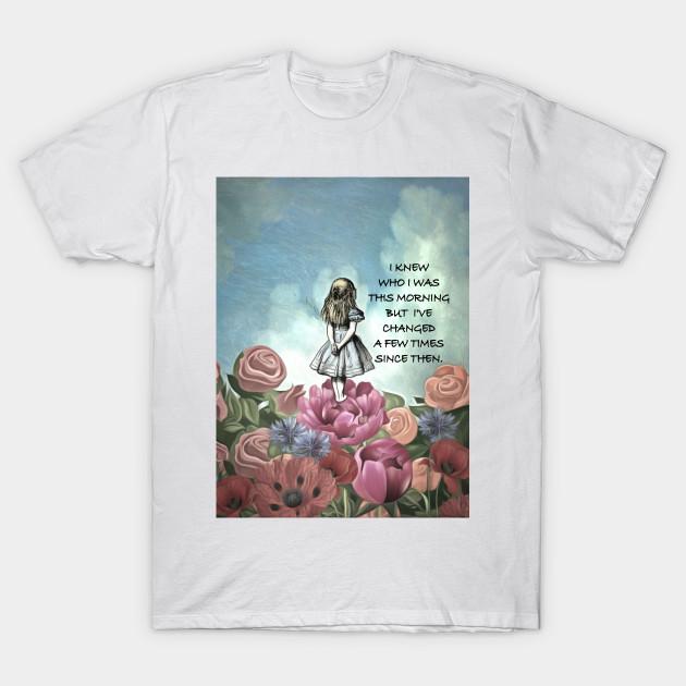 

Men Black Print T-shirt Wondering Alice - Alice In Wonderland Quote No-Cut Transfer Paper Print Cotton Tshirt 2XL белый