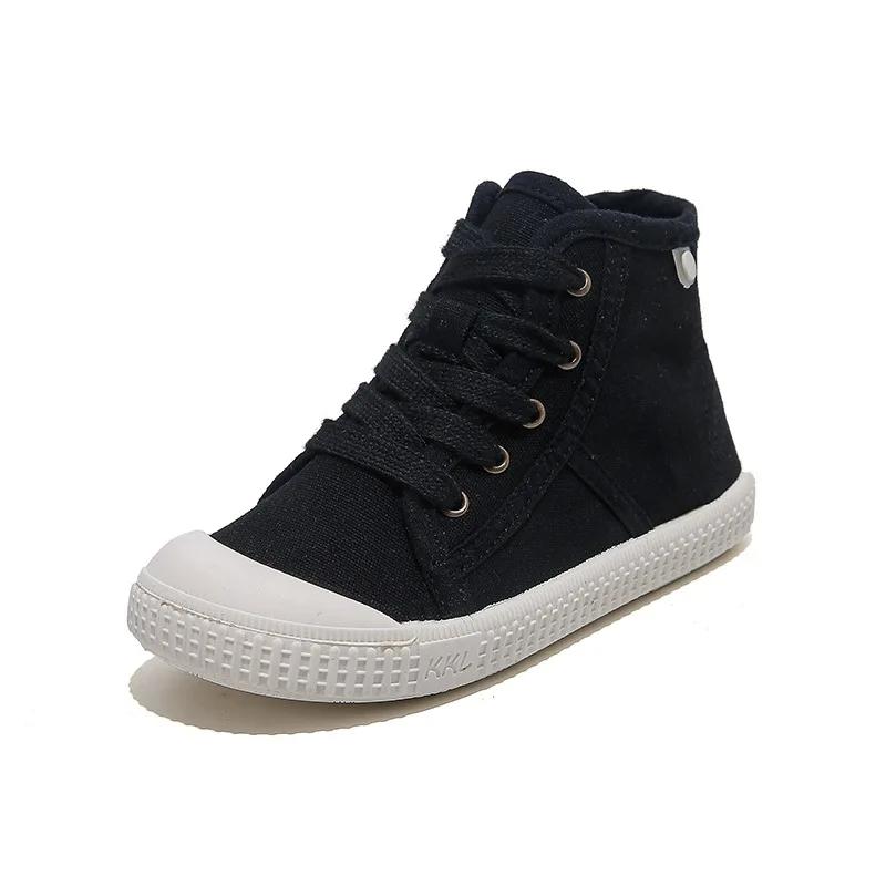 

Children Solid Color Cloth Shoes Boy Lace-up Simple Style Non-slip Casual Shoes Girls Outdoor Soft Platform Round Toe Kids Shoes 25 чорний