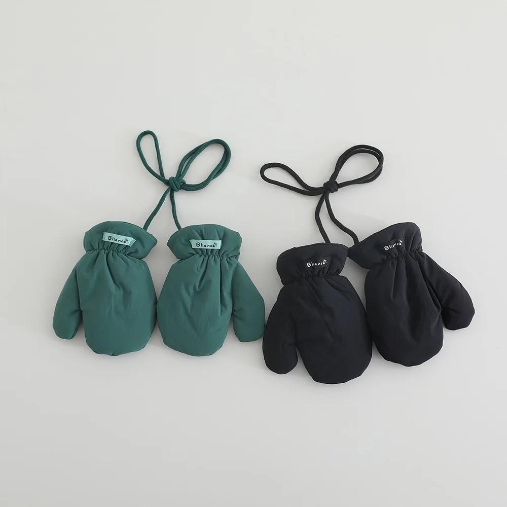 1 Pair Winter Warm Waterproof Mittens Solid Color Children's Gloves Full Cover Glove For Boys Girls