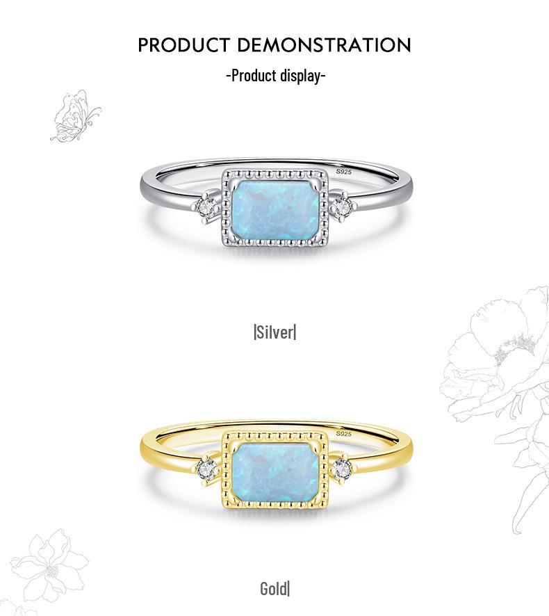 Modian S925 Sterling Silver Opal Ring - Korean Style, Light Luxury, Versatile, High-End Feel for Women's Temperament.