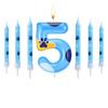 Blue Dog Paw Candles Number 1-7 Birthday Cake Decorations Cake Cupcake Topper for Boy and Girl Birthday Decoration