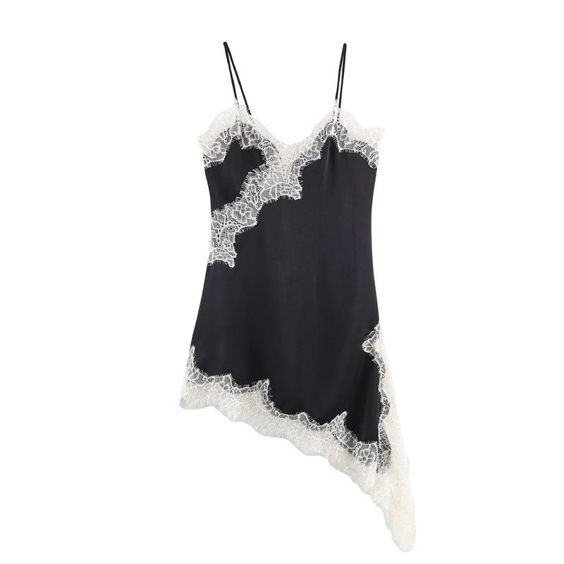 European & American Style Women's Asymmetrical Lace Camisole Dress
