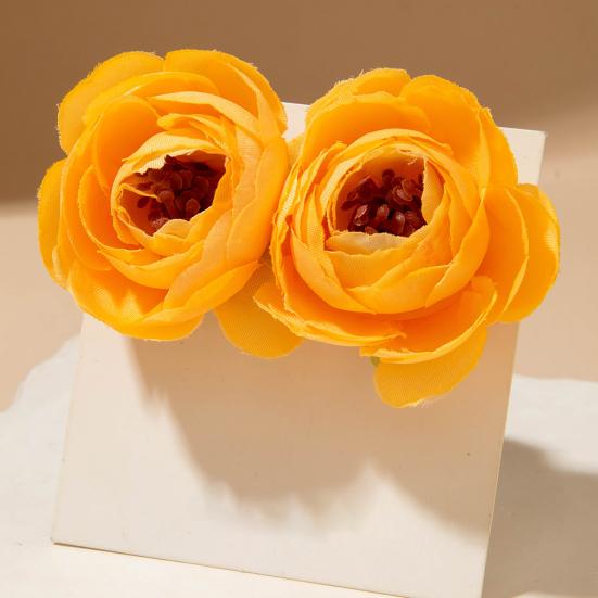 Women Boho Flower Earrings Lightweight Fabric Yellow Flower Ear Studs Holiday Earrings for Parties Beach Summer Vacation