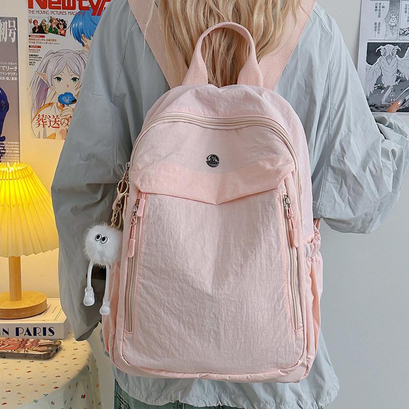 Schoolbag Korean Version Lightweight Backpack Simple Pleated Commuter Backpack Women's 1011 New Large-capacity Casual Student Schoolbag