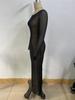 European Summer Slim Mesh See-through Long Sleeve Maxi Dress