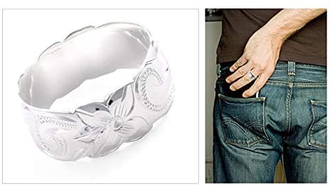 Hawaiian Jewelry Ring Pinky Ring 8mm Wave Plumeria Cutout Jewelry [LocoMocoAloha] [Genuine Product]