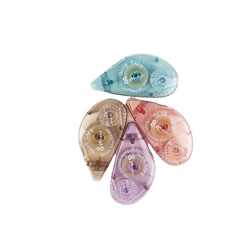 Primary School Students' English Version Transparent Double-Sided Dot Glue & Correction Tape, 8m, Children's Handmade Tape.