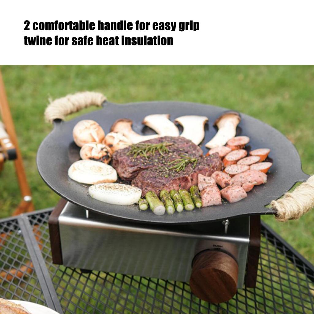 Korean BBQ Grill Pan Round Griddle Grill Pan Stovetop Induction Home Outdoor Korean Barbecue Plate with Bag 11.8in Diameter