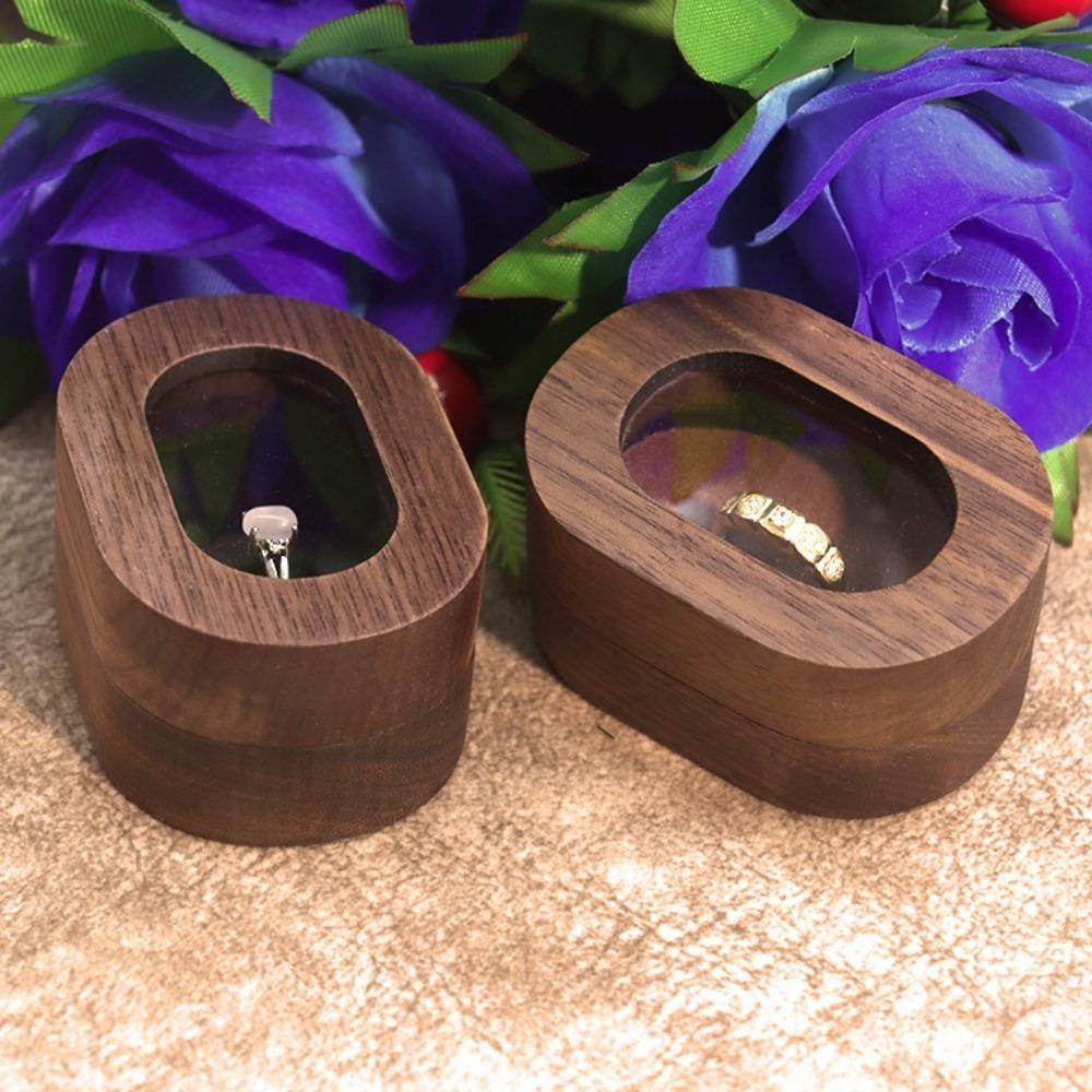 Jewelry Storage Box Finger Ring Box Wooden Couple Rings Holder Simple Wedding Ring Case  Engagement