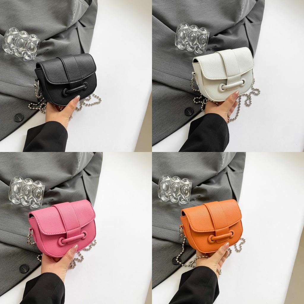 Fashionable Medium-sized Pu Saddle Bag For Women With Trendy Chain Handle