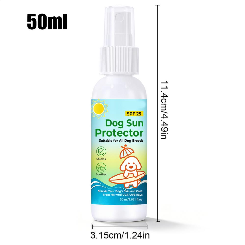 50ml Dog Sunscreen Spray SPF 25 UV Defense Body Sun Protection for Outdoor Beach Camping Hiking Park Backyard Travel