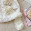 Cream White Hollow Breathable Cotton Ruffle Bow Calf Socks Kawaii Jk Lolita Daily Party Dress Accessory Women Socks