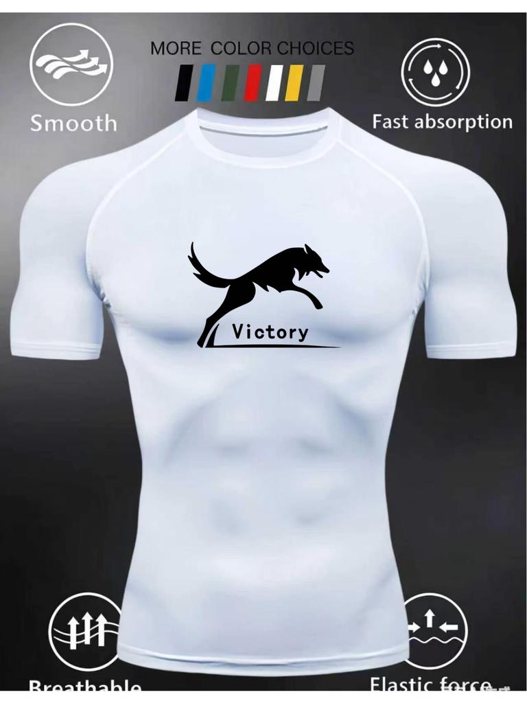 Men's Short Sleeve Compression T-Shirt Breathable Elastic Strength/Motivational Style Training Top