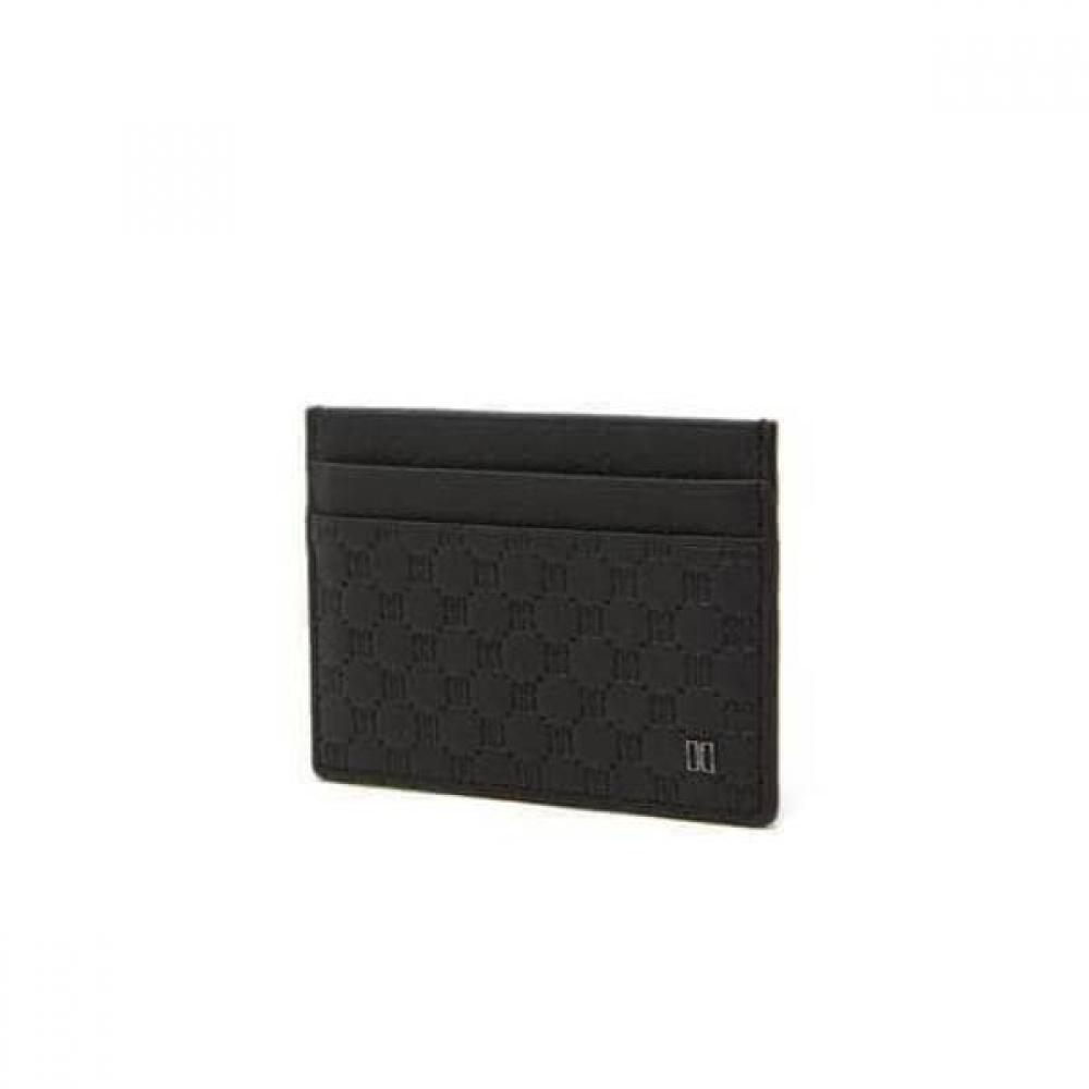 Daks Black Imported Leather Card Holder Louis Embossed Dd Pattern