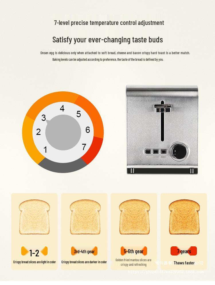 High-Power Stainless Steel Automatic Toaster with Wide Slot