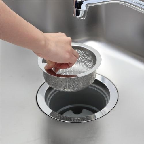 Belca (Belca) Made In Japan All-Stainless Steel Shallow Sink Drain Trash Bin, 135 Type, 13.5cm Diameter X 5cm Height, Silver, SUS304 Stainless Steel,