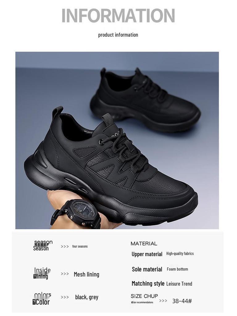 2025 Autumn Sports Casual Mesh Shoes: Breathable Black Leather for Men & Women