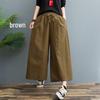 Plus Size Summer Cotton Linen Wide-Leg Pants - Lightweight, Versatile Eight-Point Culottes