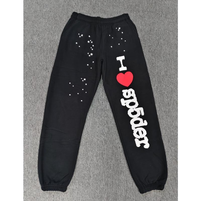 Heavy fleece foam print spider web hoodie sports casual sweater sweatpants set