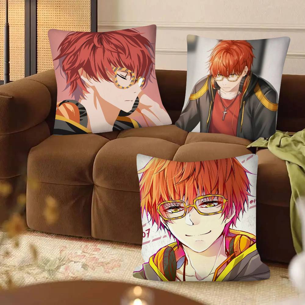 1Pc Anime M-Mystic Messenger Game Pillow Case Fashion Square Pillowcase Bedroom Sofa Room Ins Decoration Leisure
