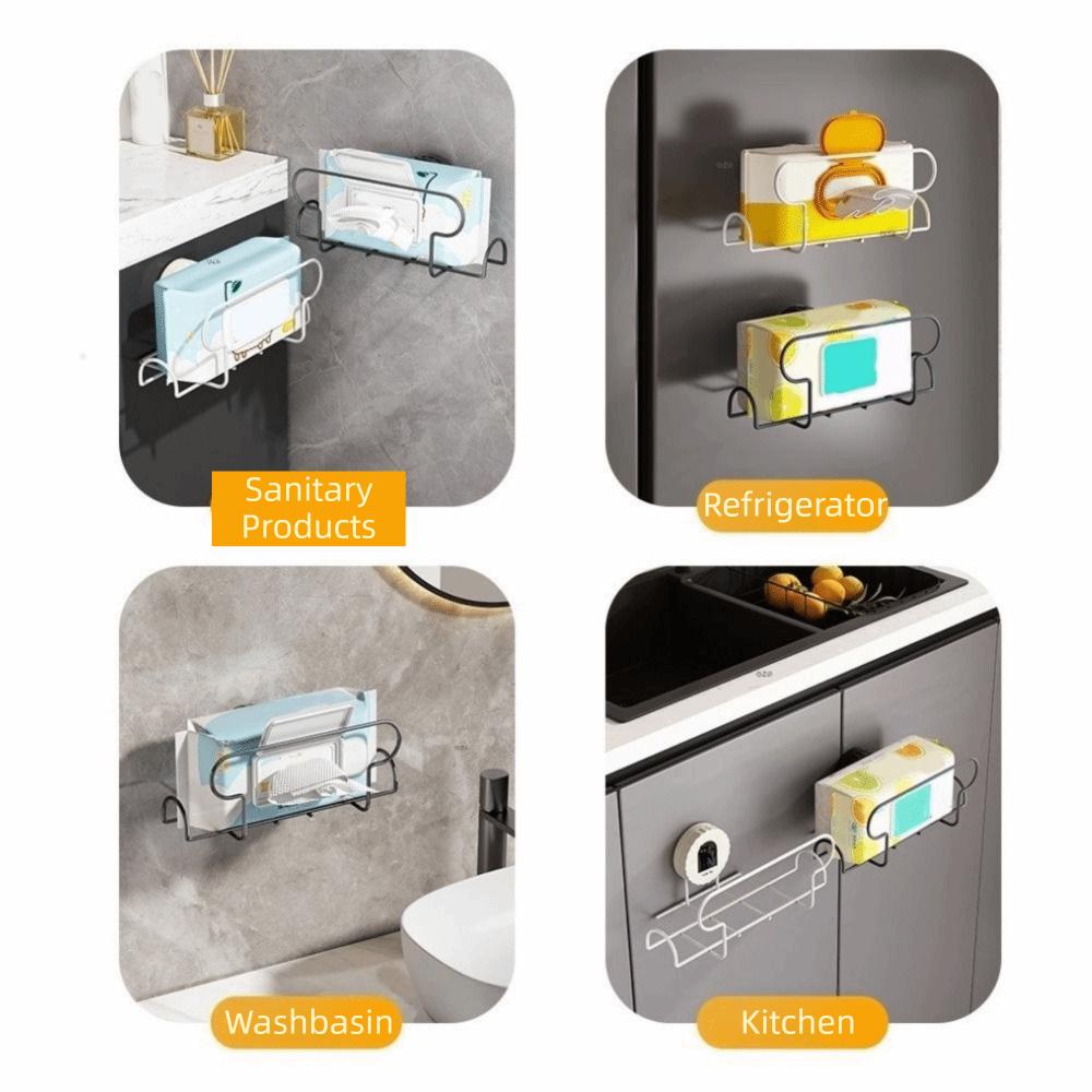 No Drill Wet Wipe Storage Rack Iron Face Towel Storage Box Paper Towel Holder  for Kitchen