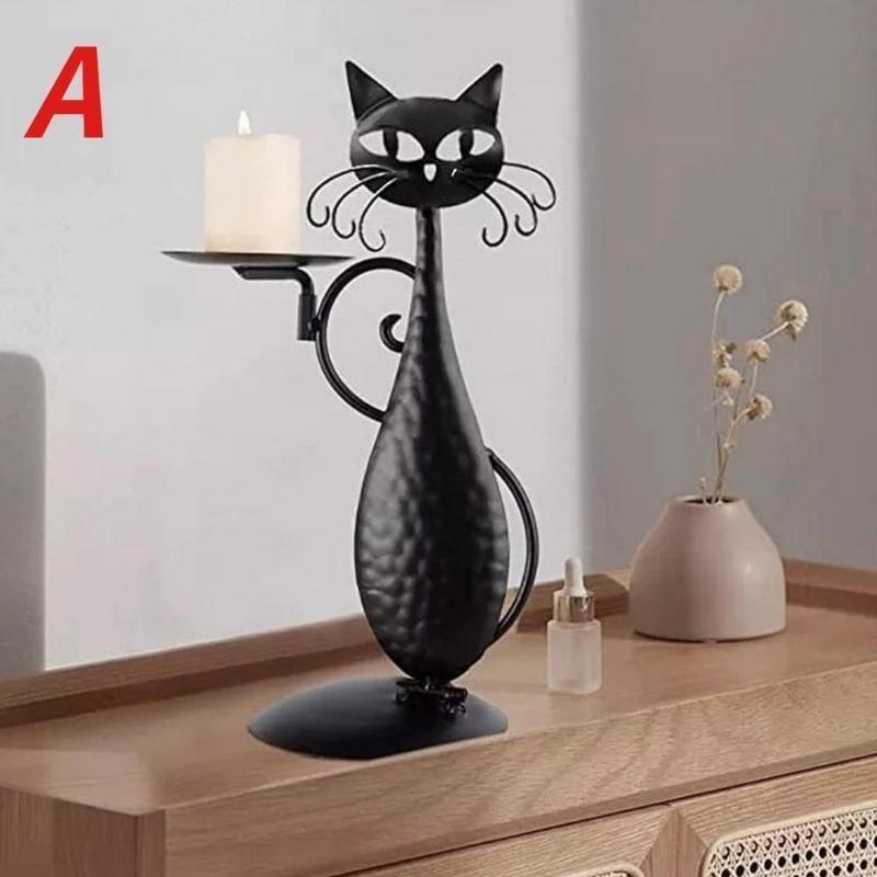 

Metal Black Cat Candlestick Retro Black Cat Candlestick Home Decoration Candlestick Bar Party Wedding Decoration Candlestick