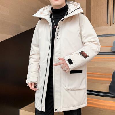 Veste de travail d'hiver en duvet de canard blanc pour homme, vêtement d'hiver polyvalent, mi-long, chaud et épais, veste à capuche pour homme, tendance
