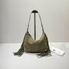 Vintage Fringed Suede Hobo Bag Large Capacity Shoulder Crossbody Versatile Soft Underarm