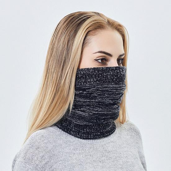 2Pcs/Set Adults Neck Warmer Hat Solid Color Thickened Stretchy Thermal Windproof Keep Warm Super Soft Autumn Winter Men Women