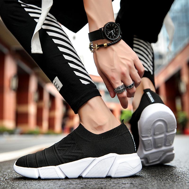 Couples Fashion Breathable Socks Solid Color Flyknit Sports Shoes Men's and Women's Outdoor Casual Shoes One Kick Off