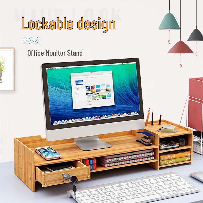 ZhengQingChun Z02 Cherry Wood Monitor Riser & Desk Organizer