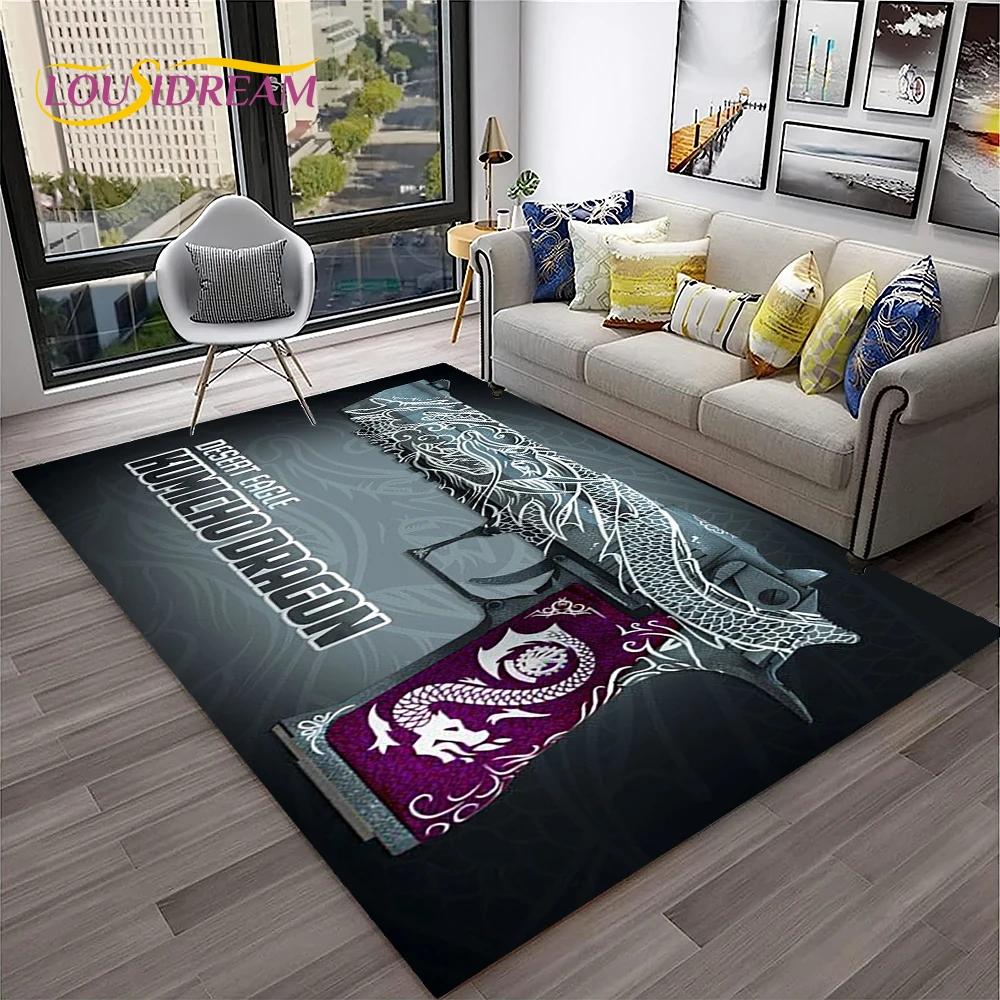 Gewehrmesser Pistolenpatrone USP, AK, M4, AWP, Gewehrteppich für Zuhause, Wohnzimmer, Schlafzimmer, Sofa, Fußmatte, Dekor, rutschfeste Bodenmatte für Kinder