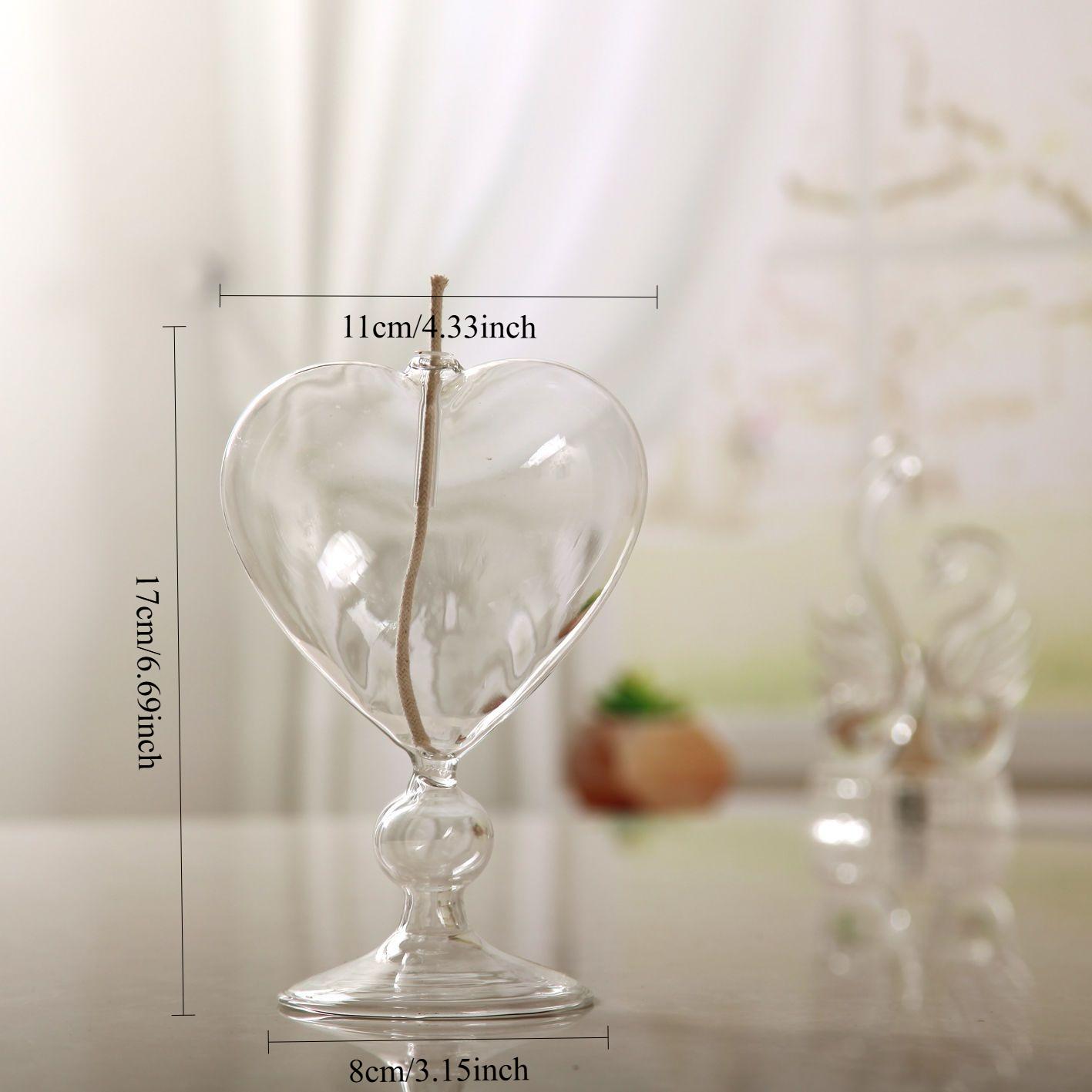 

Heart Glass Candle Holder Room Decoration Romantic Home Dinner Decor Candle Holder Home Desktop Smoke Free Crispy Oil Lamp Gifts Excluding lamp oil