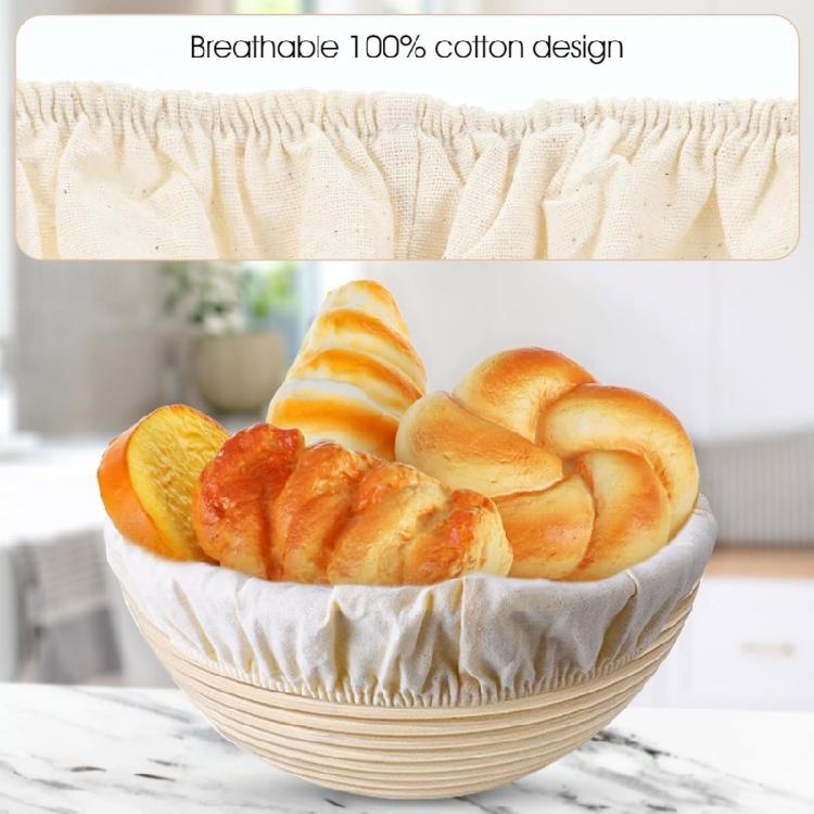 Cotton Linen Bread Bowl Covers Pack of 4 Washable Cotton Fabric Lid for Proofing Dough and Kitchen Organization