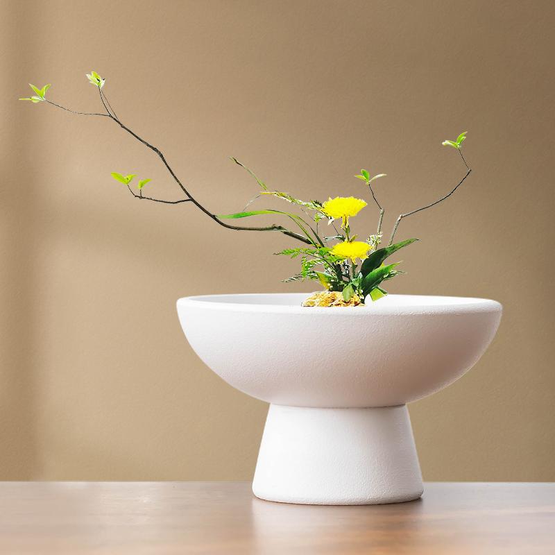 Flower Arrangement Ware Ceramic Flowerpot Desktop Storage Bonsai Copper Needle Floral Accessories Flower Vase Home Decoration