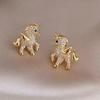 Children's Stud Earrings 'Unicorn' Golden Tone with Inlay…