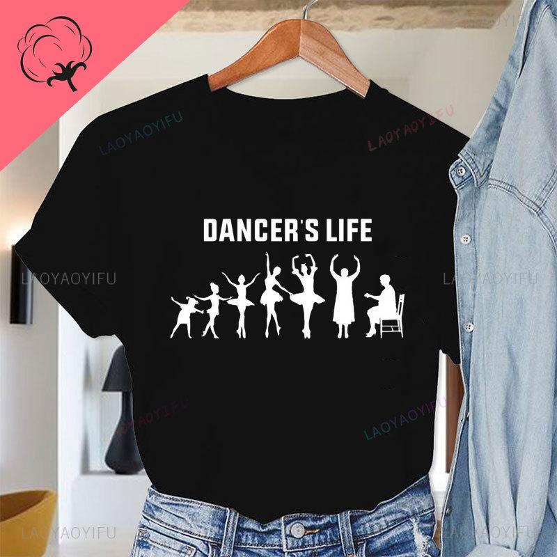 Футболка с принтом балетного танцора, забавная футболка в стиле Харадзюку, женская одежда, повседневная хлопковая футболка, милая футболка унисекс с коротким рукавом L