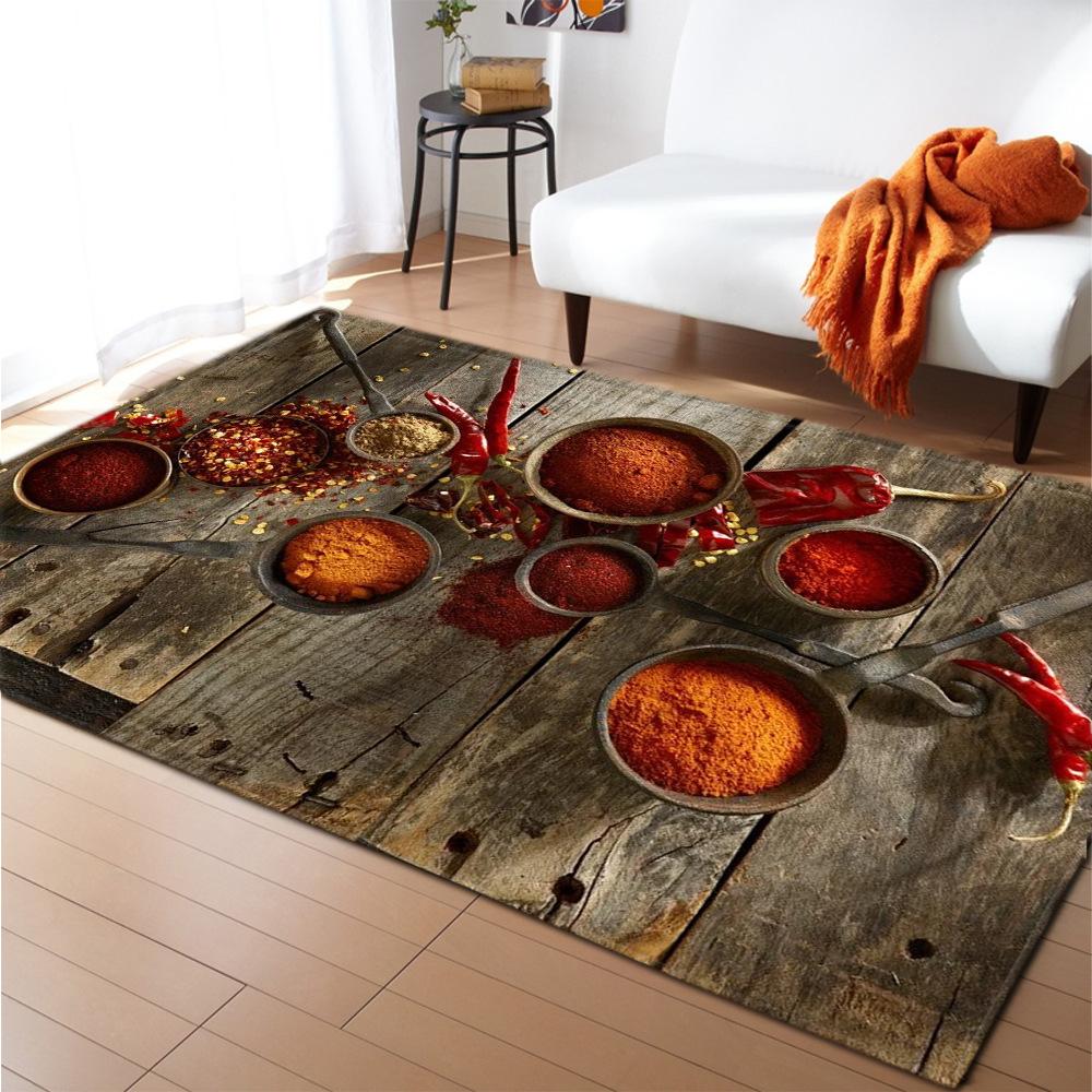 Kitchen Condiments 3D Carpet for Boys Girls Bedroom Seasoning Living Room Area Rug Absorbent Kitchen Rugs Anti-Slip Bathroom Mat