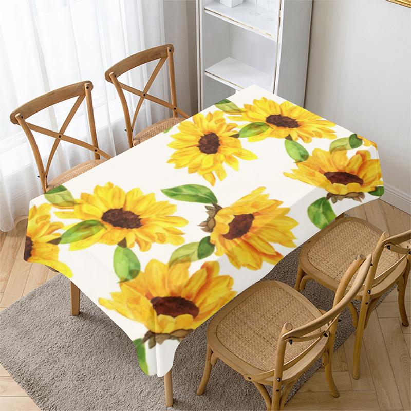 Modern Sunflower Printing Tablecloth Dust Proof Rectangular Table Covers Home Dining Tea Table Decoration