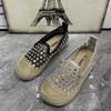 Fashion Women Flat Shoes Plus Size Rhinestone Gauze Women Loafers Designer Summer Women Shoes  Casual Sandals Women