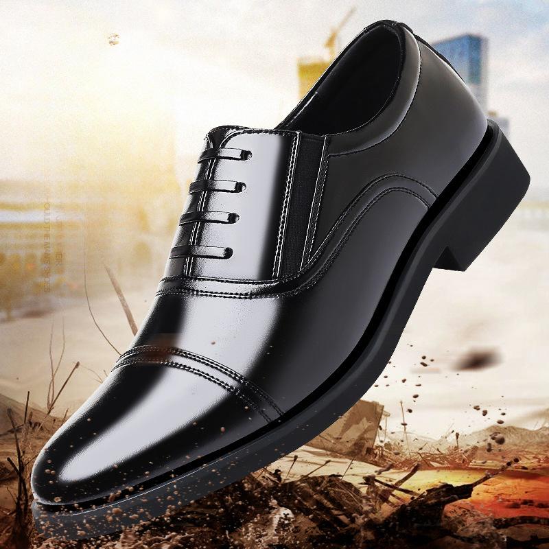 Men's Spring and Autumn Patent Leather Business Dress Shoes Fashion Casual Increase Designer Shoes Male Solid Color Wedding Shoe