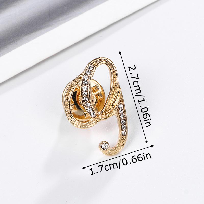 

1 шт. Значок на рубашку Вечеринка Буква Брошь на платье Лацкан Булавка Аксессуары для одежды Женские броши Подарки Стразы Европейский Ужин A-Z G золотой