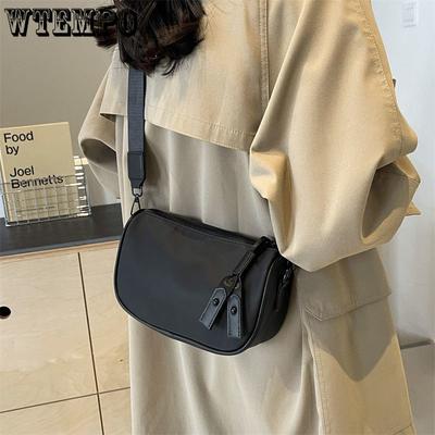 Oxford Cloth Crossbody Bag Wide Shoulder Strap Dumpling Bag Fashionable and Versatile Casual Black Shoulder Bag