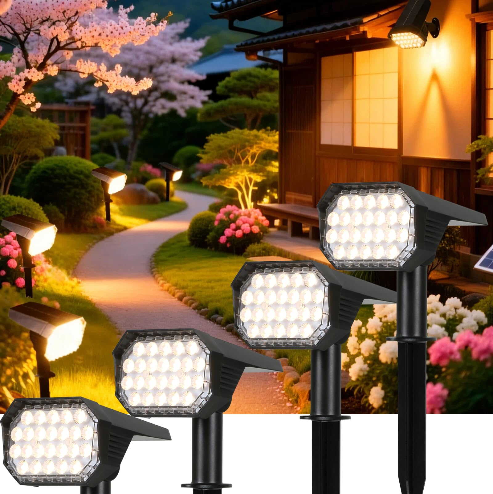 

Ytimmly Solar Lights, Outdoor, Waterproof, Garden Lights, Outdoor Spot Lights, Light Sensor, Ultra-Bright 600lm, Monocrystalline Solar Panel, IP65,