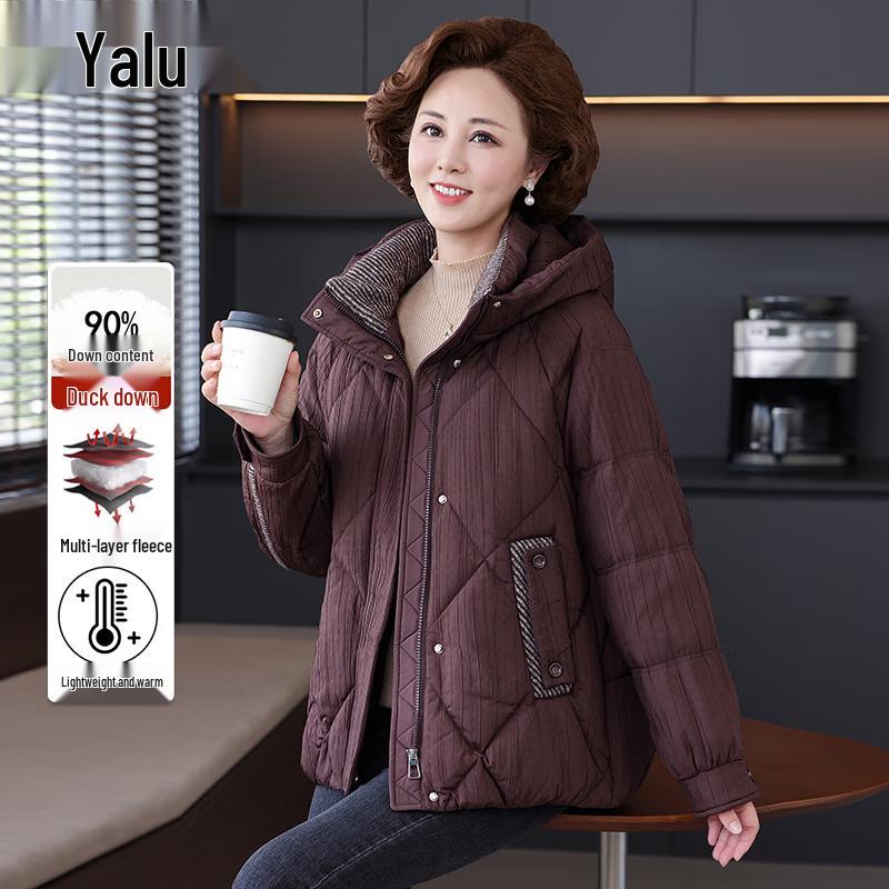Yalu Women's 90% Duck Down Hooded Short Puffer Jacket